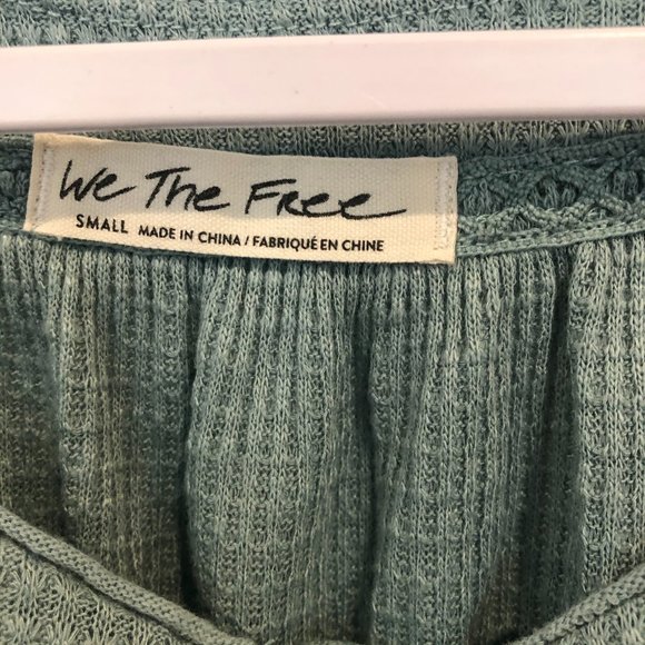 Free People Button Ribbed Oversize Sage Shirt Top - Picture 4 of 9